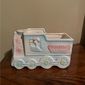 Vintage My-Neil Nursery Planter Train Diaperland Railraod Pink Blue Decor